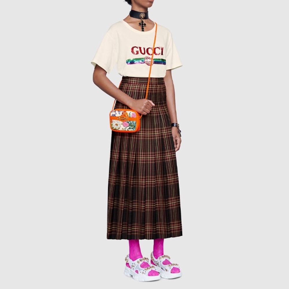 Gucci(WMNS) Gucci Sequined Letter Logo Oversized Short-Sleeved For WOMEN'S